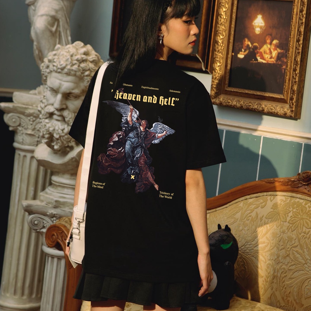 Áo Thun GREEND Unisex Local Brand Tay Lỡ Oversize Black/White Gothic Art Paintings Ver 2 T-Shirt TS051