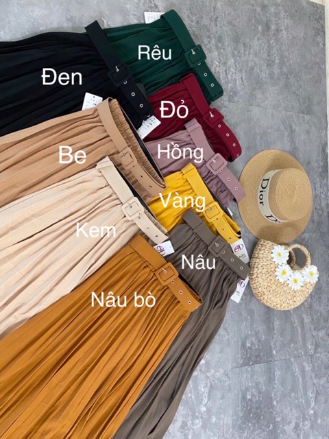 Chân váy xếp ly QC loại 1 kèm đai