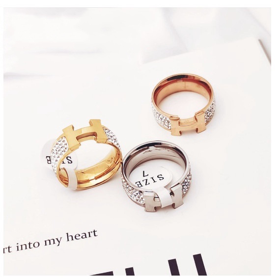 Nhẫn Nữ Titan Không Rỉ Bản To Đính Đá Nhân Tạo TT 4128