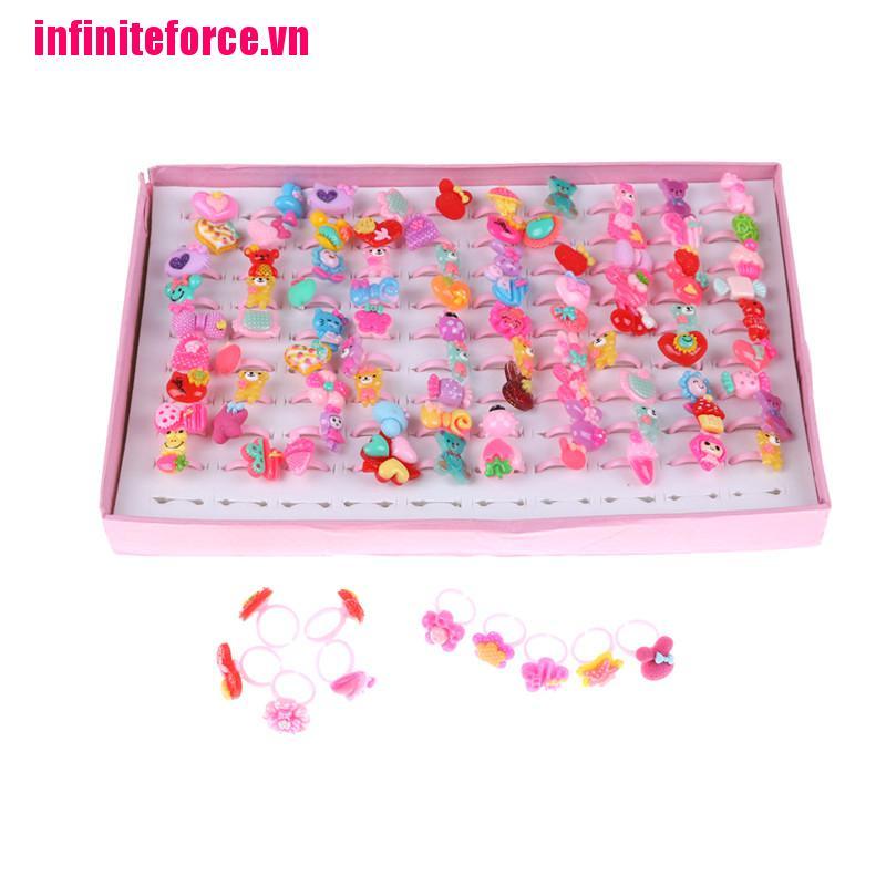 Set 10 nhẫn nhựa họa tiết hoạt hình dễ thương