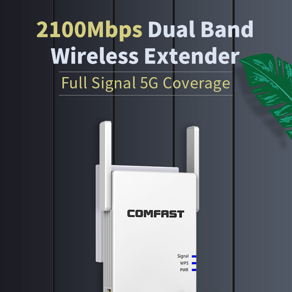2100Mbps Gigabit Băng tần kép 2,4 & 5,8 GHz Bộ lặp tín hiệu WiFi không dây Bộ tăng cường tín hiệu 4 * 3dBi Anten
