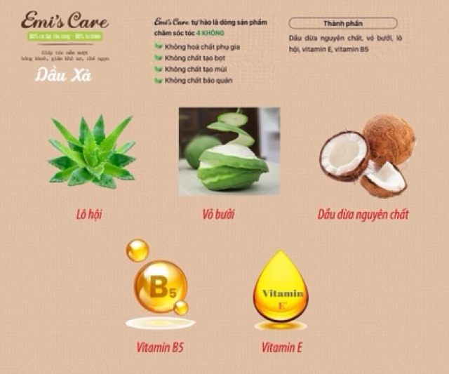Cặp dầu gội xả thảo dược tự nhiên 100% organic Emi’s Care