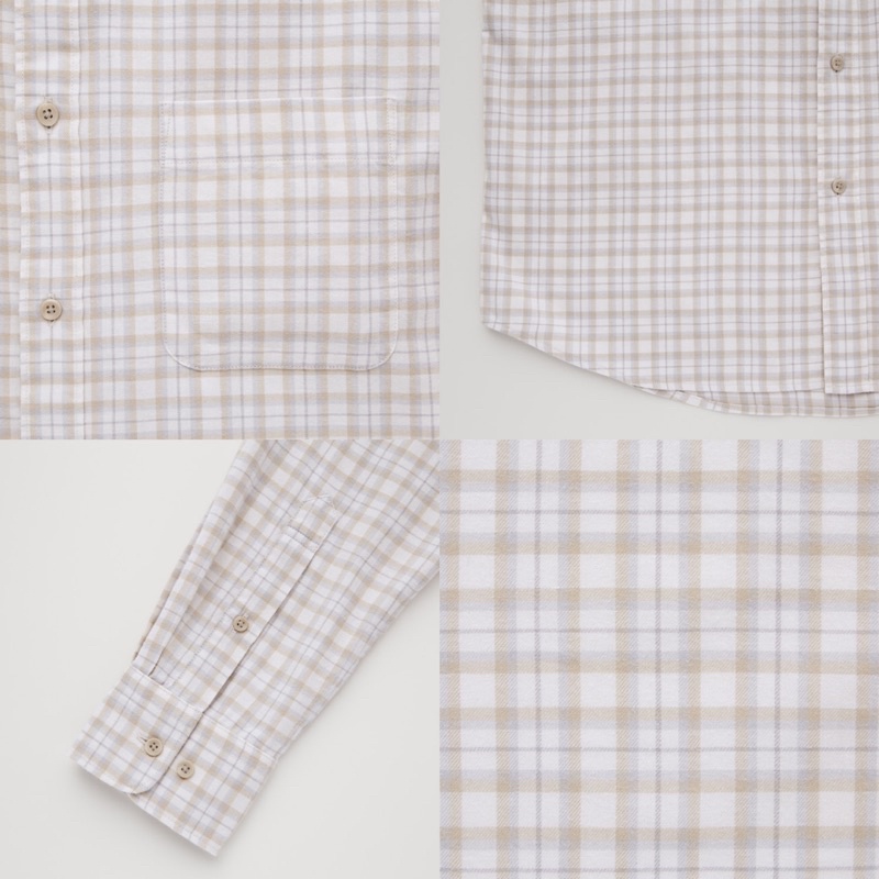 Áo sơ mi nam dài tay kẻ caro dòng flannel của Uniqlo