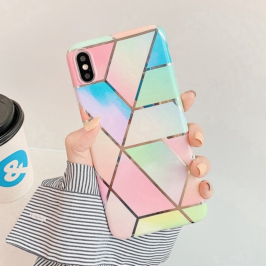 Ốp Lưng Samsung Galaxy A71 A51 A70 A50 A50s A30s A20s A20 A30 A750 J730 J7 J5 Pro J4Plus J6 2018 Phone Case 2020 Geometric Marble Cases Soft IMD Electroplated Back Phone Cover Coque