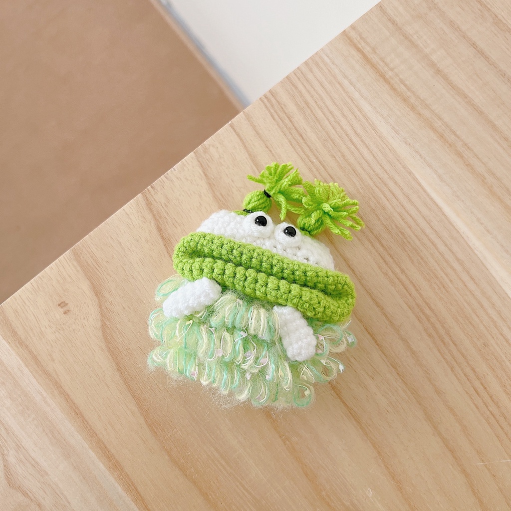 Vỏ Bảo Vệ Hộp Sạc Tai Nghe Bluetooth Không Dây AirPods 1 2 pro 3 2021 gen3 Bằng Lông Nhung Mềm Họa Tiết Hoạt Hình Màu Hồng / Xanh Lá