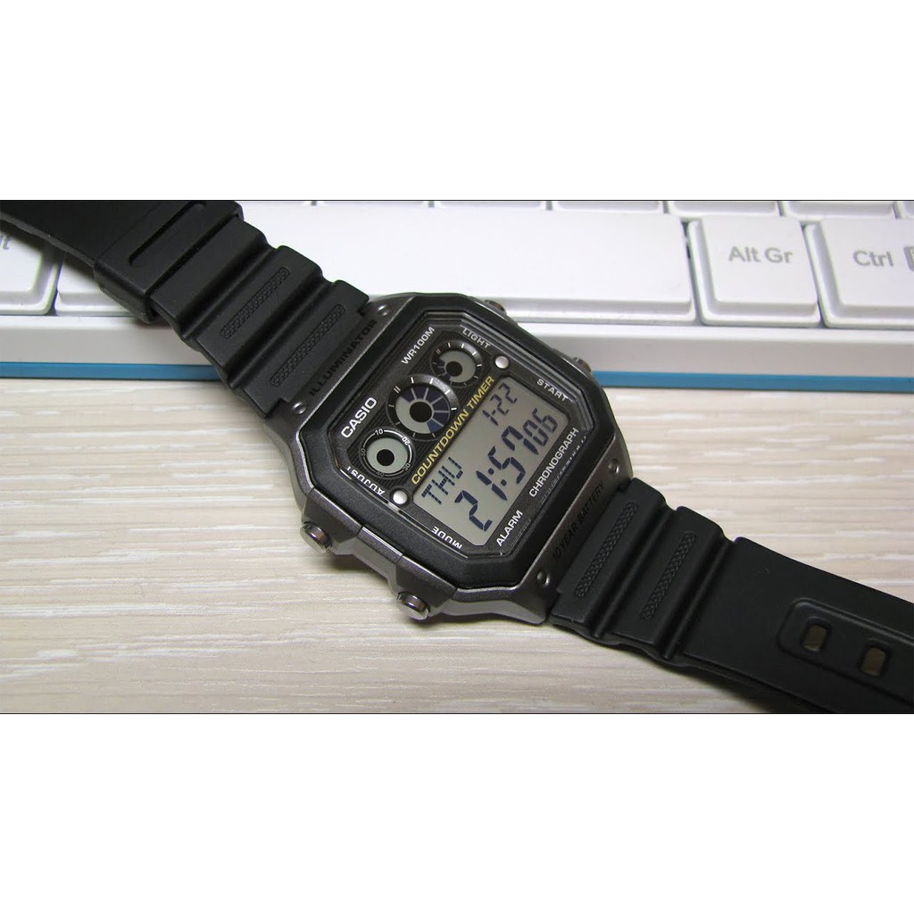 Đồng hồ nam Casio AE-1300WH-1AVDF Chính hãng - Dây nhựa - Chống nước tuyệt đối - Pin , bảo hành 12 tháng