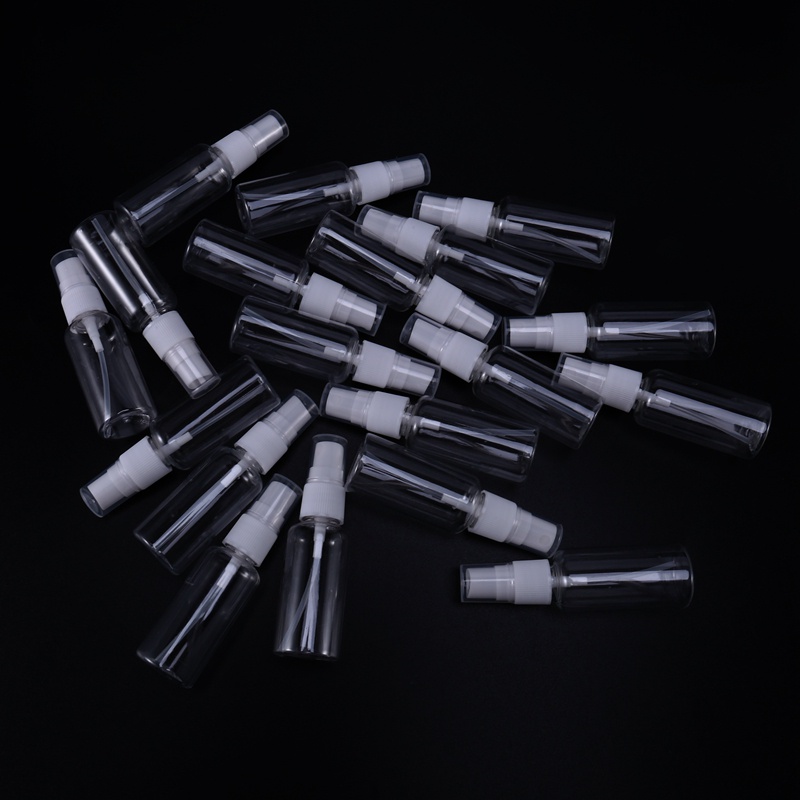 20 CÁI 30 Ml '1Oz) Chai xịt sương mù bằng nhựa trong suốt . Chai du lịch trong suốt . Chai xịt xịt có thể nạp lại có thể mang lại cho du lịch. Làm sạch, Tinh dầu