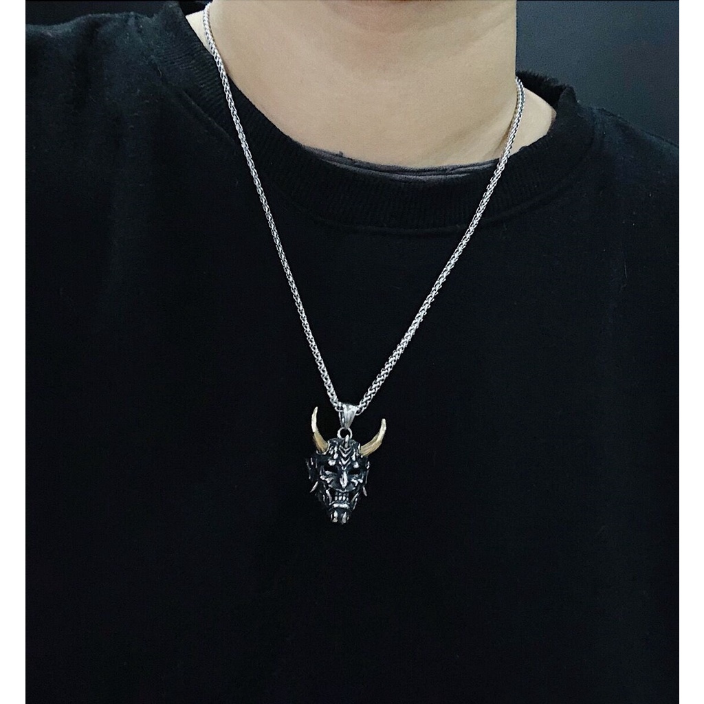 Dây Chuyền Nam Nữ Vòng Cổ Titan Loki Accessories Samurai Mặt Quỷ Cho Màu Bạc Titan Chất liệu Không Gỉ - Samurai