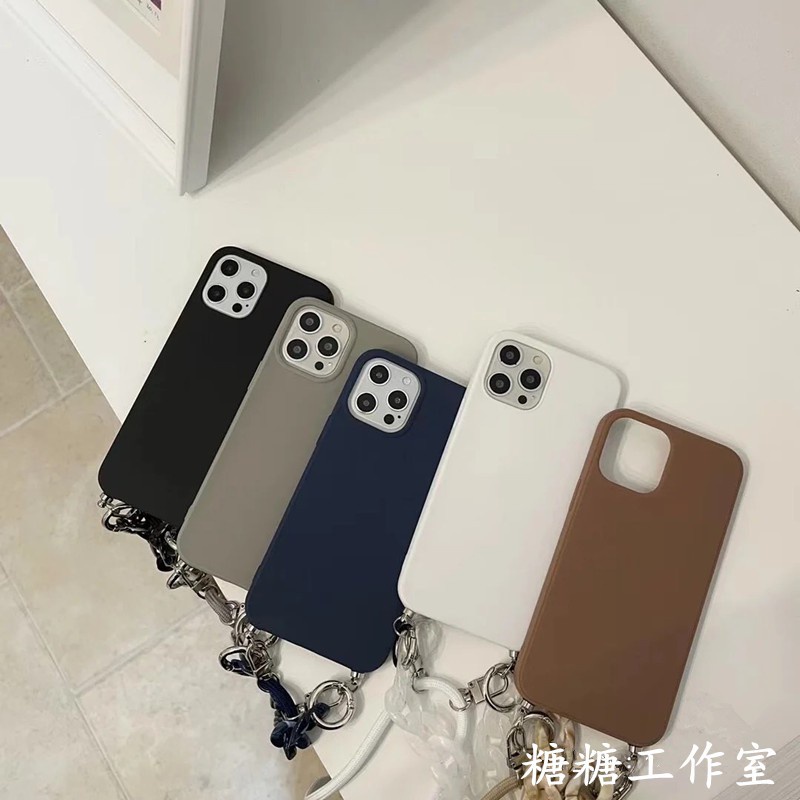 Ốp Điện Thoại Màu Ấm Có Dây Đeo Chéo Cho iphone 15 pro max 11 12 13 pro max 7 8 plus x xs max xr
