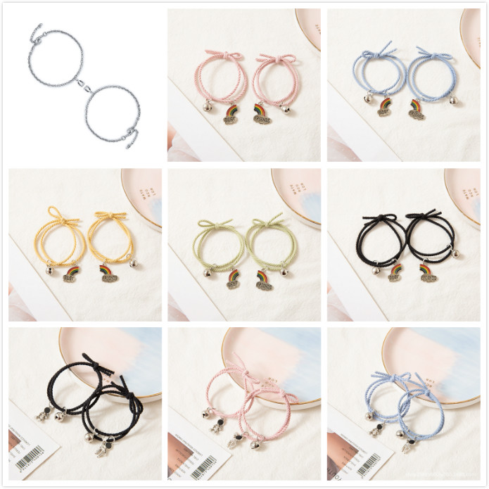 Bộ 2 Vòng Tay Unisex Mặt Hình Phi Hành Gia/Cầu Vồng Và Đám Mây Cho Cặp Đôi Đang Yêu/Bạn Bè