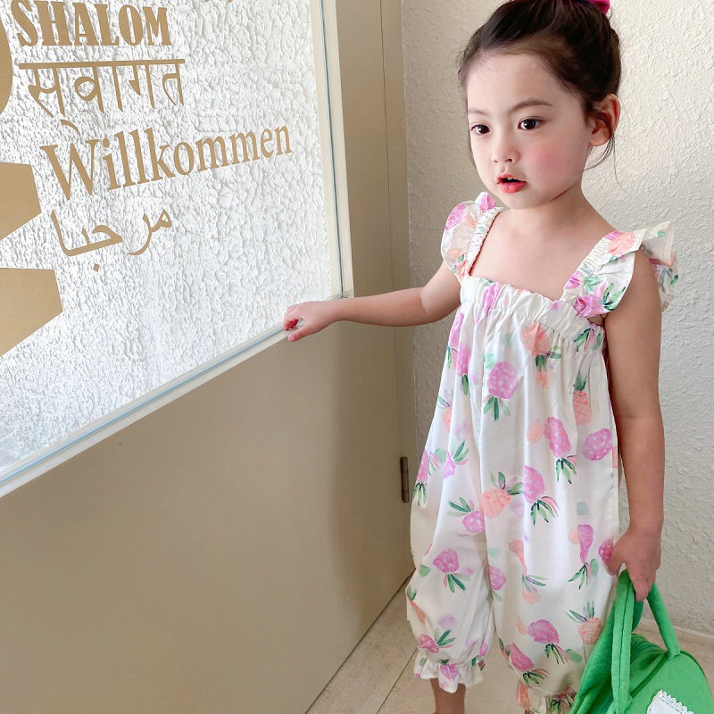 Bộ Áo Liền Quần Hai Dây Phong Cách Thời Trang Mùa Hè Mới Cho Bé Gái