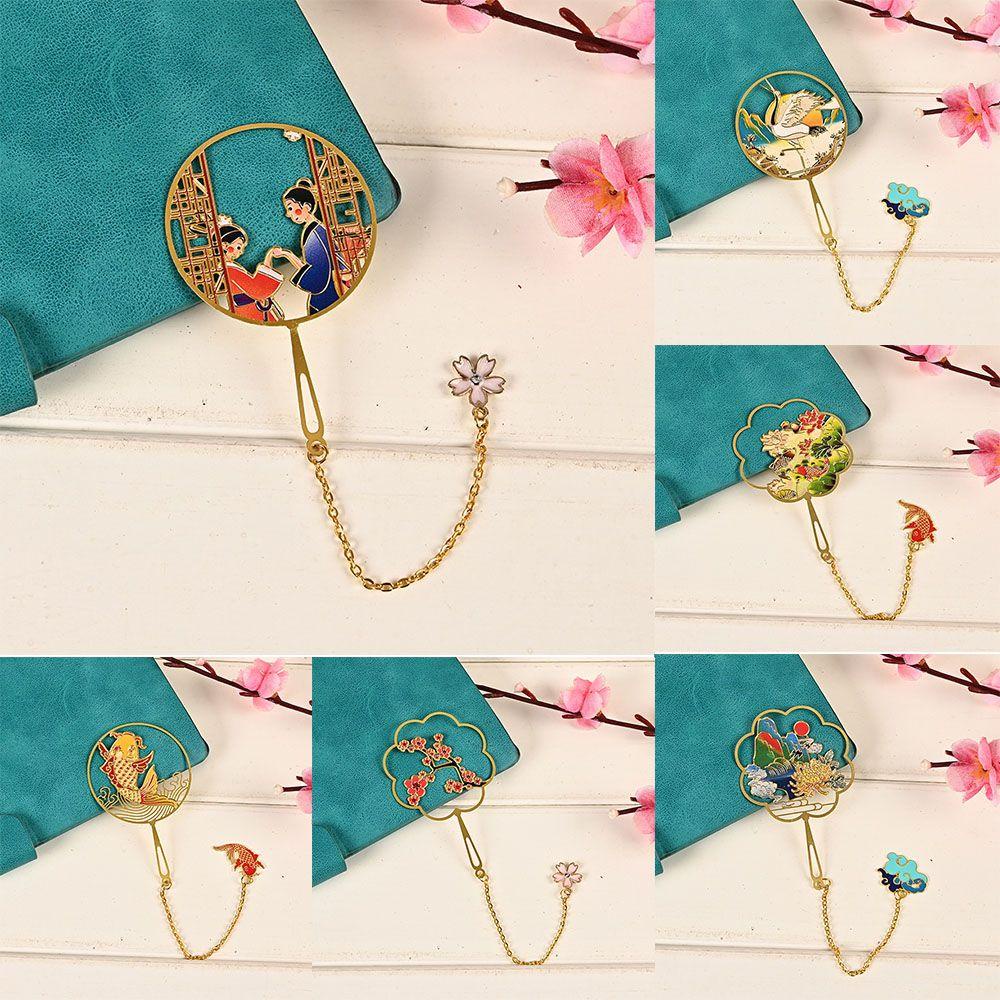 PISTA Thẻ Đánh Dấu Trang Sách Bằng Đồng Thau Kiểu Trung Hoa Dễ Thương
