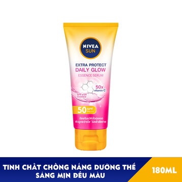 TINH CHẤT CHỐNG NẮNG DƯỠNG THỂ SÁNG MỊN ĐỀU MÀU NIVEA EXTRA PROTECT DAILY GLOW ESSENCE SERUM SPF50 PA+++ 180ML