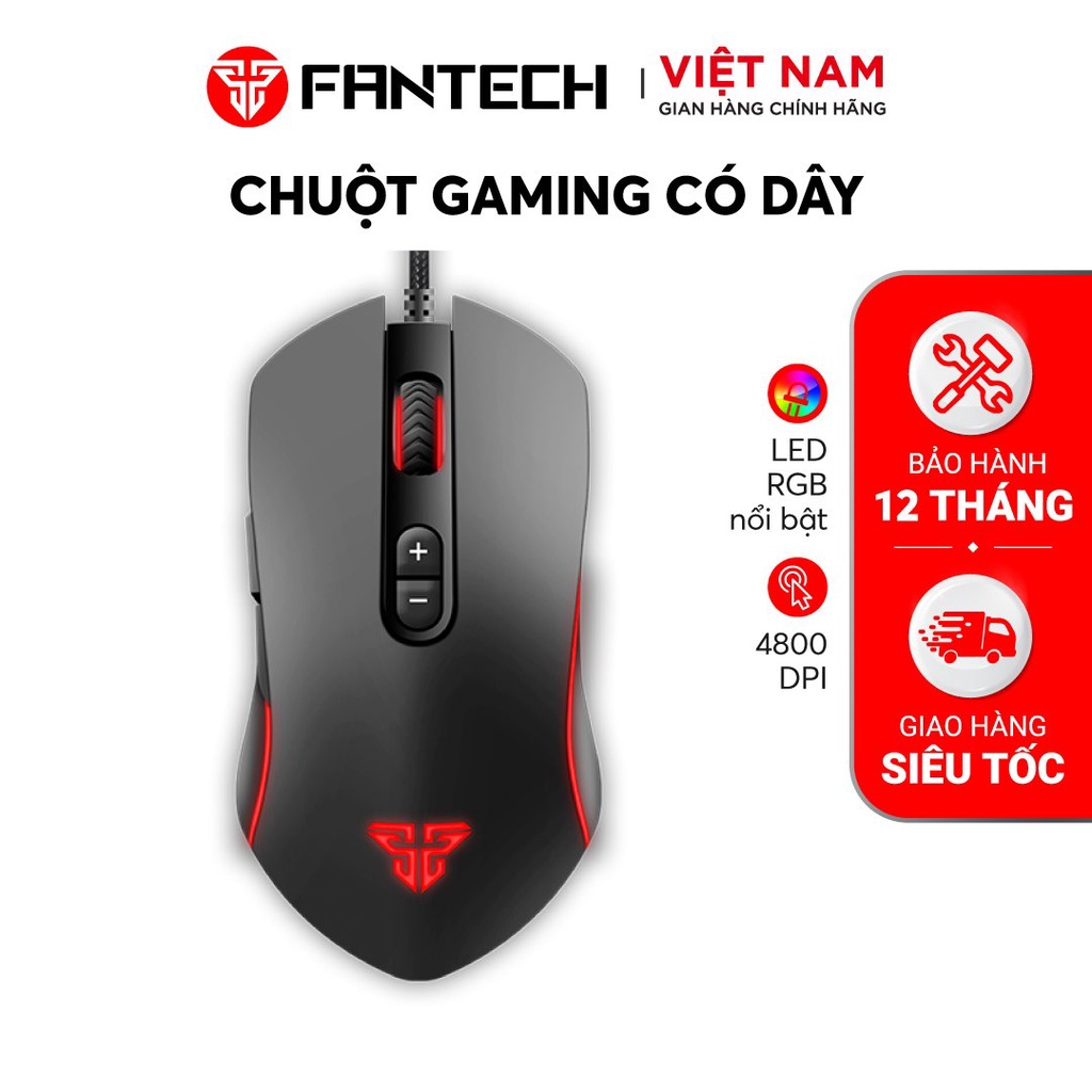 Chuột Gaming Có Dây FANTECH X9 THOR 4800DPI LED RGB 7 Phím Macro Có Phần Mềm Tùy Chỉnh -  Hàng Chính Hãng