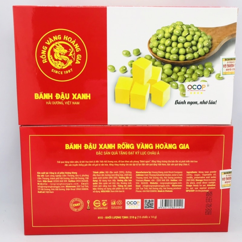 BÁNH ĐẬU XANH HOÀNG GIA 210G - hộp đỏ BÉ