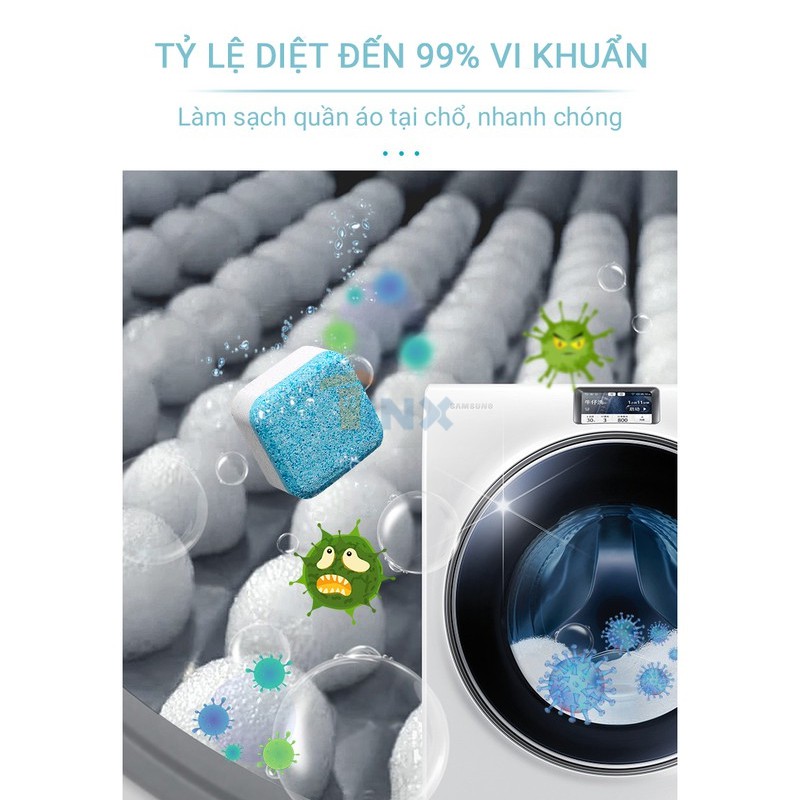 12 viên sủi tẩy vệ sinh lồng máy giặt - Viên tẩy sạch cặn bẩn, diệt khuẩn hoàn toàn lồng máy giặt