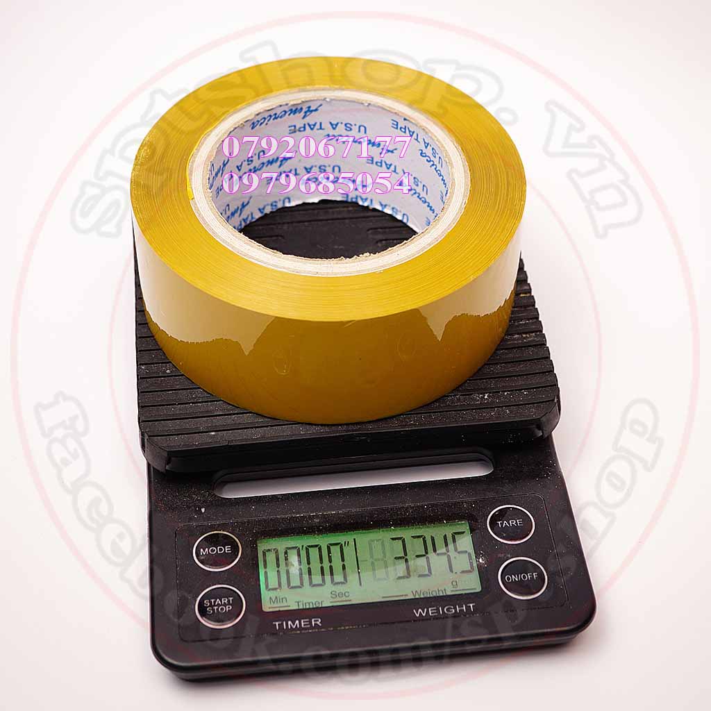 Băng keo 200 yard loại cây 2kg, băng dính đóng hàng màu vàng đục