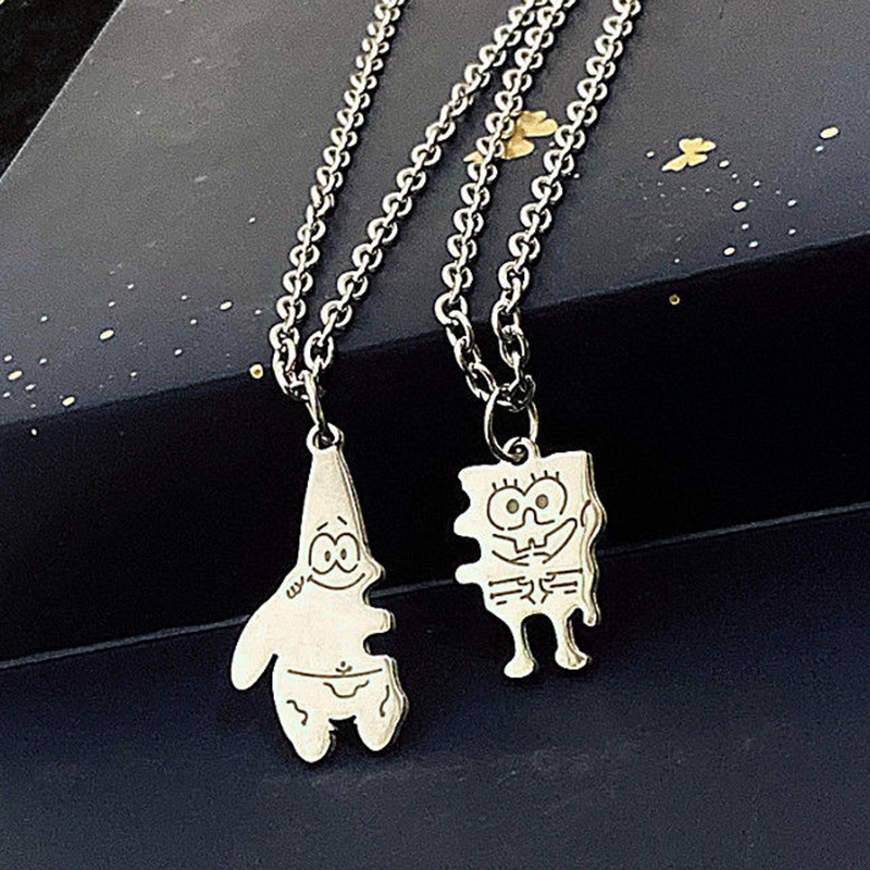 Vòng Cổ Kim Loại Hình Spongebob Và Patrick
