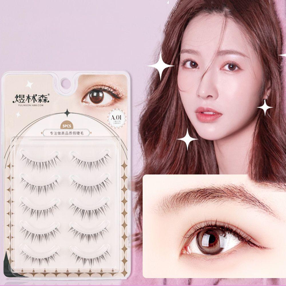 QQMALL 5 Cặp Lông Mi Giả Cong Dày Hóa Trang Truyện Tranh Nhật Bản