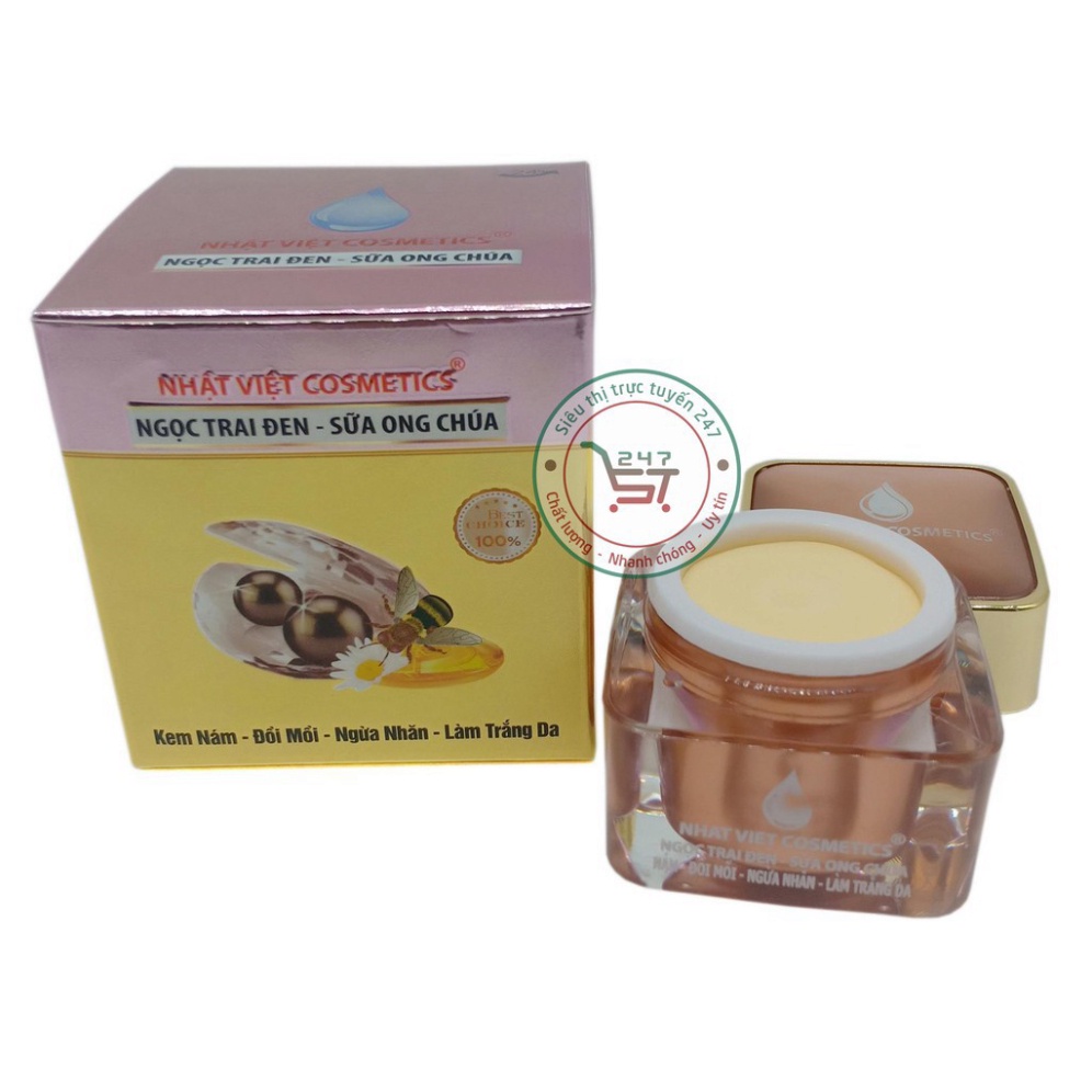 Kem Nám Tàn nhang ngừa Nhăn Đồi mồi Trắng da Ngọc Trai Đen sữa ong chúa Nhật Việt V12 20g (Vàng Hồng)