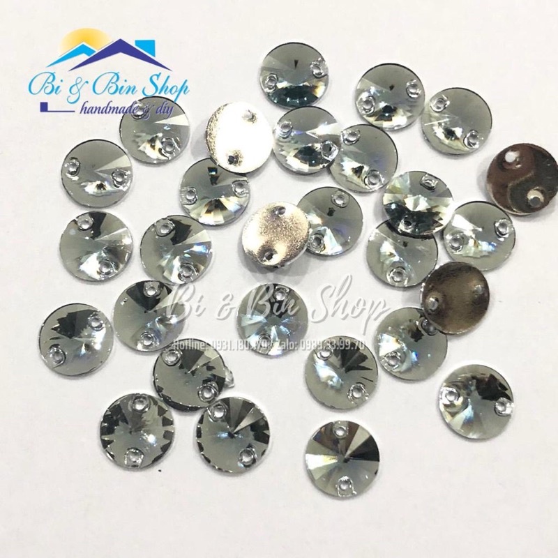 50 Viên Đá Kiếng Tròn 10mm Đính Kết Trang Phục Thời Trang, Làm Phụ Kiện Handmade