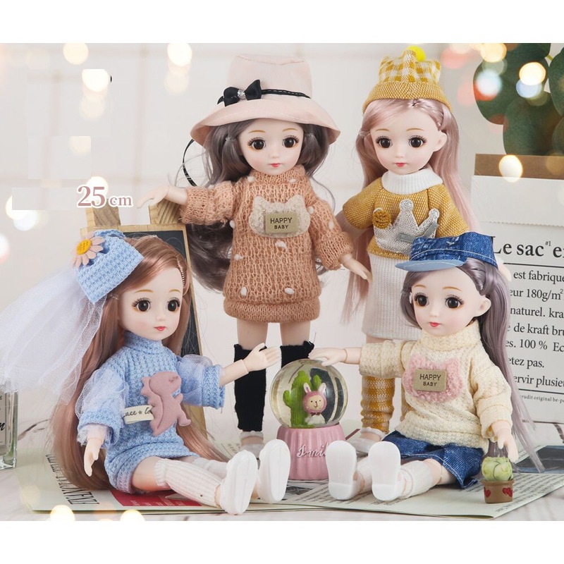 Hộp búp bê Barbie mắt 3D - cao 25cm - 25 khớp xinh xắn