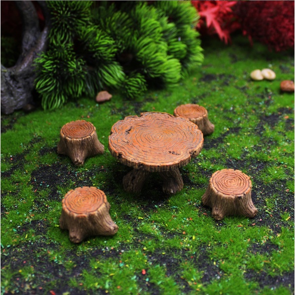 Mô hình bàn ghế gỗ cổ thụ thích hợp dựng tiểu cảnh, sa bàn, terrarium, DIY