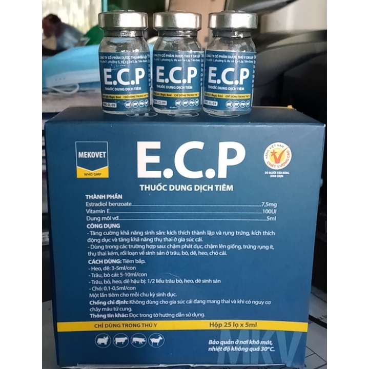 E.C.P - LỌ 5ML - RỐI LOẠN SINH SẢN, CHẬM LÊN TRÊN DÊ, CỪU, TRÂU , BÒ, HEO, CHÓ