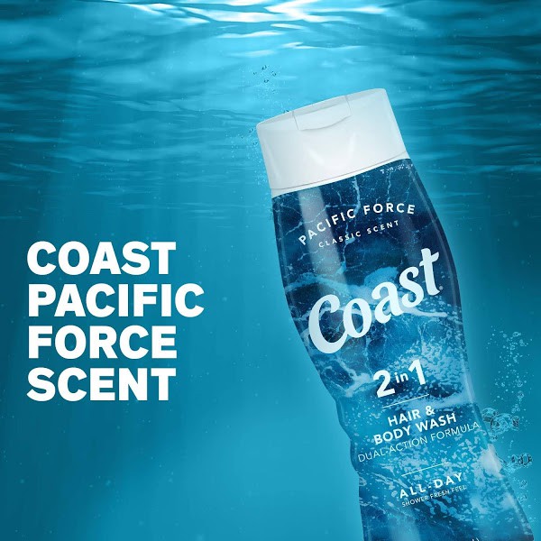 [USA] Dầu Tắm Gội Nam 2in1 Coast Hair & Body Wash Classic Scent 532ml Pacific Force - Mỹ