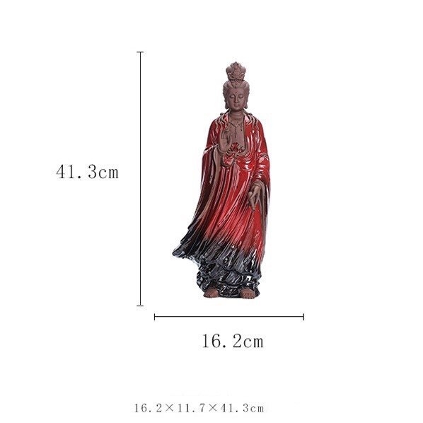Tượng Quan Âm Bồ Tát cầm bình cam lộ gốm Tử Sa cao cấp - TỰ THANH QUÁN