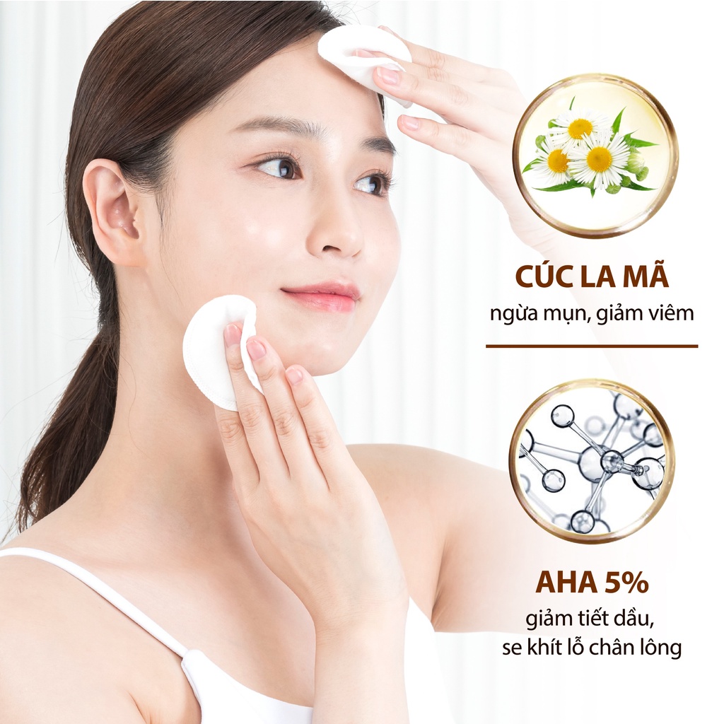 Nước Hoa Hồng Toner Hoa Cúc &amp; AHA Ngừa Mụn, Giảm Dầu Dành Cho Da Dầu Mụn MILAGANICS 250ml (Chai)