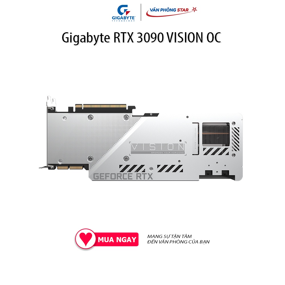 Card màn hình Gigabyte RTX 3090 VISION OC (24GB GDD6X, 384-bit, HDMI +DP, 2x8-pin) Số nhân CUDA 10496 Xung GPU 1755 Mhz