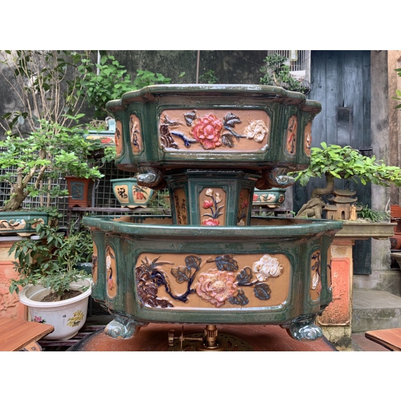 Chậu bon sai chữ nhật giả cổ - chậu trồng cây bon sai to