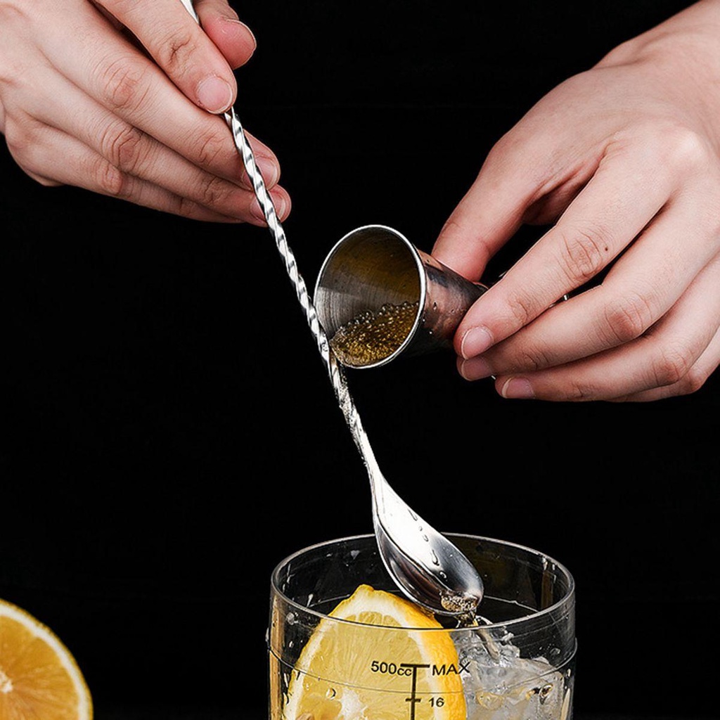 Muỗng Cà Phê Cocktail Bằng Thép Không Gỉ Hai Đầu Tay Cầm Dài
