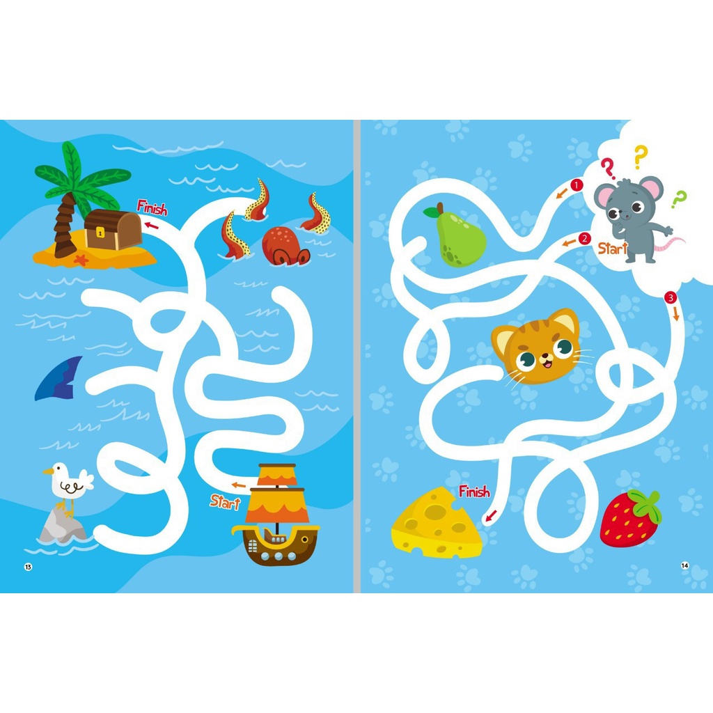 Sách - Trò Chơi Mê Cung Phát Triển Trí Tuệ 1234 - Phiên Bản Wipe Clean:Viết Xóa Được (Dành Cho Trẻ Từ 2+ tuổi)