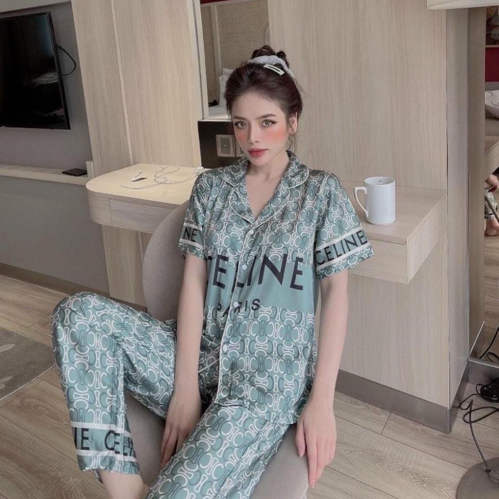Pijama Lụa SATIN những mẫu hottren 2021 nhà SAM Tay ngắn quần dài Form dưới 60 kí  ྇ ྇ ༴