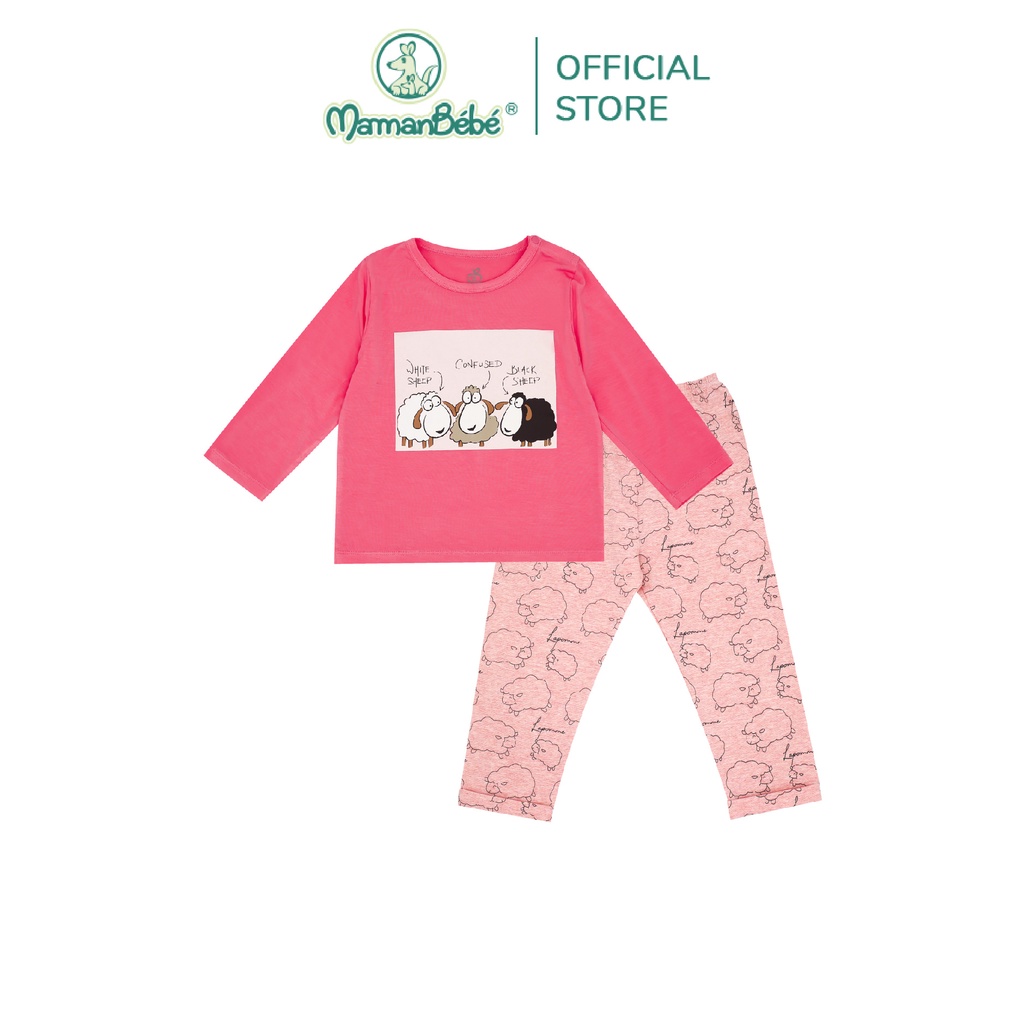 SL205 Bộ quần áo dài tay Đàn cừu nhỏ La Pomme màu Hồng sen/Xanh/Nâu/Hồng Đất