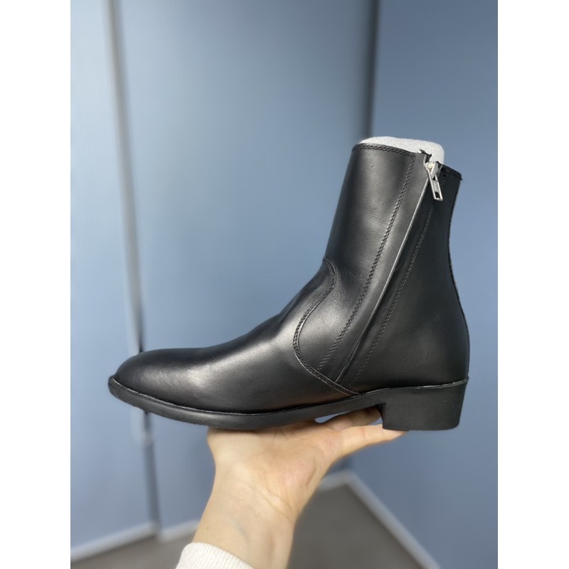 Giày da-zip boots da bò đế cao su bảo hành 12 tháng