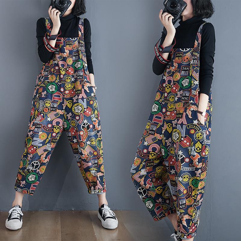 Quần yếm denim cạp cao cỡ lớn dễ phối đồ cho nữ
