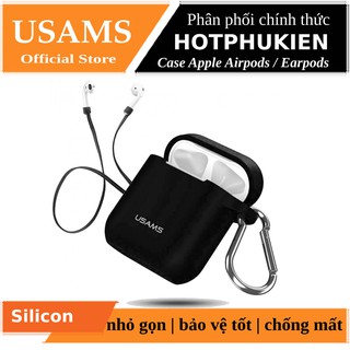 Bao case silicon và dây nối chống mất tai nghe cho Apple Airpods / Earpods hiệu Usams - Hàng chính hãng