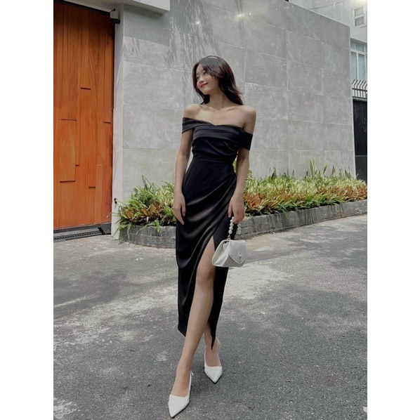 Váy trắng dự tiệc dạ hội lụa maxi cao cấp tiểu thư