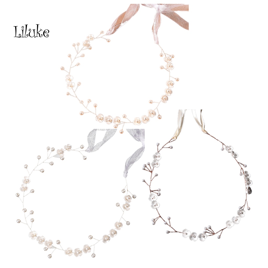 Băng Đô Hợp Kim Trang Trí Hoa Đính Ngọc Trai Giả Xinh Xắn Cho Nữ