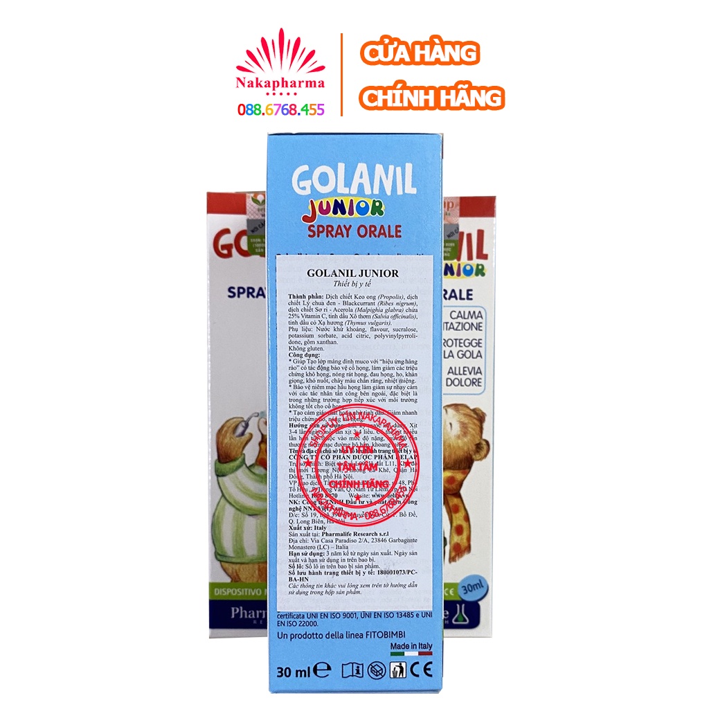 [KÈM QUÀ] Xịt họng Golanil Junior Spray Orale – Thành phần thảo dược từ châu Âu, giúp dịu cơn ho, đau rát họng Fitobimbi