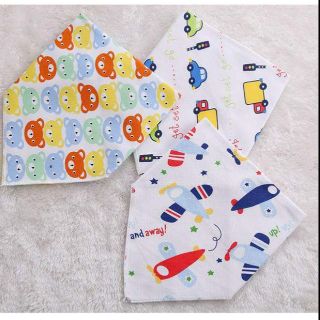 Combo 5 khăn yến tam giác cotton có cúc bấm