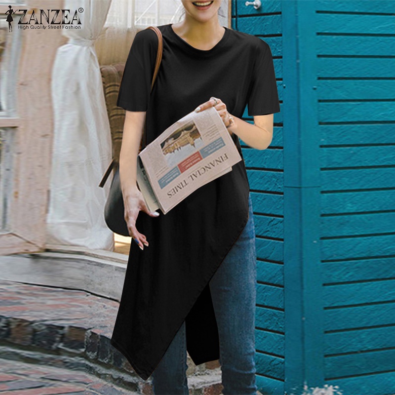 Đầm thun Zanzea dài tay xẻ tà thời trang cho nữ