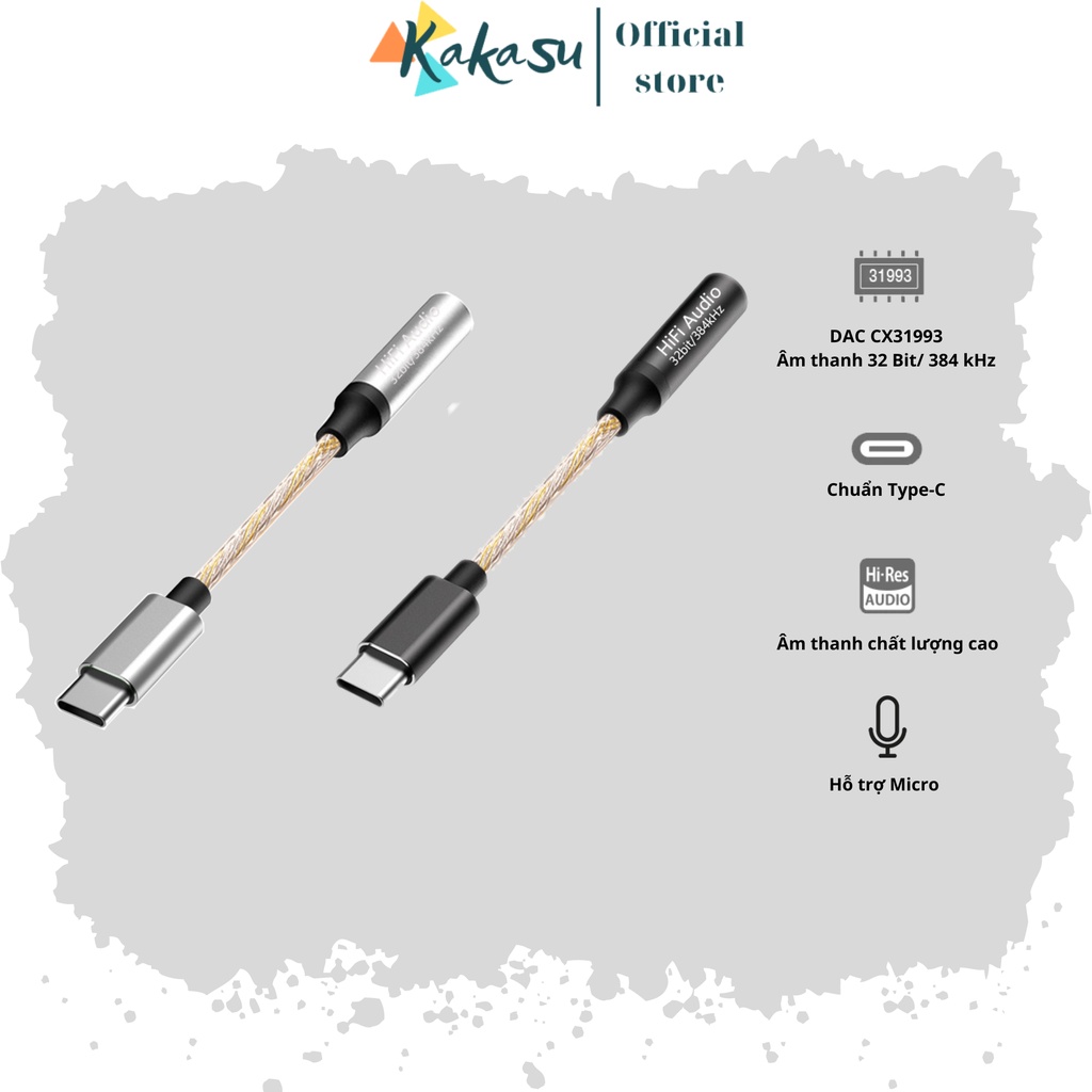 Adapter chuyển đổi type C - 3.5mm, tích hợp DAC CX 31993 32Bit/384KHz dành cho Google Pixel, Android, IOS, Tablet, PC