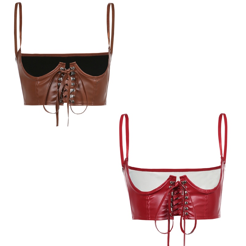 Áo Nịt Ngực Khoét Rỗng Phong Cách Punk Gợi Cảm Kèm Dây Đeo Cho Nữ