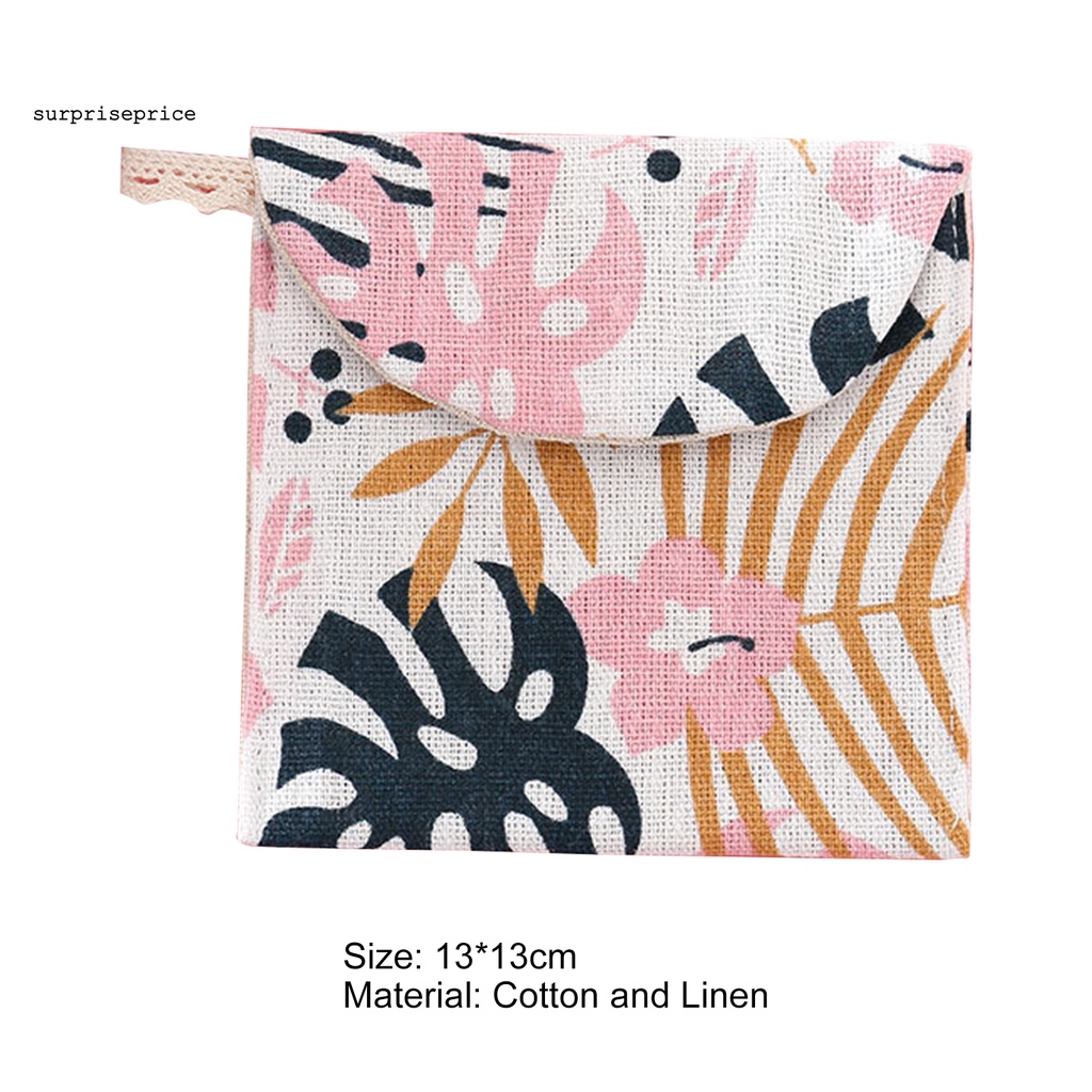 Túi đựng băng vệ sinh vải lanh cotton họa tiết hoạt hình dễ thương