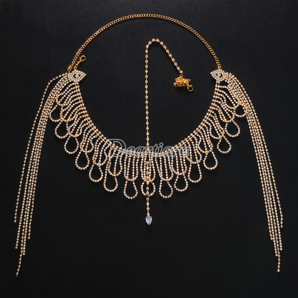Dây Xích Nhiều Lớp Đính Đá Zircon Tua Rua Đeo Trán Thời Trang Cho Nữ