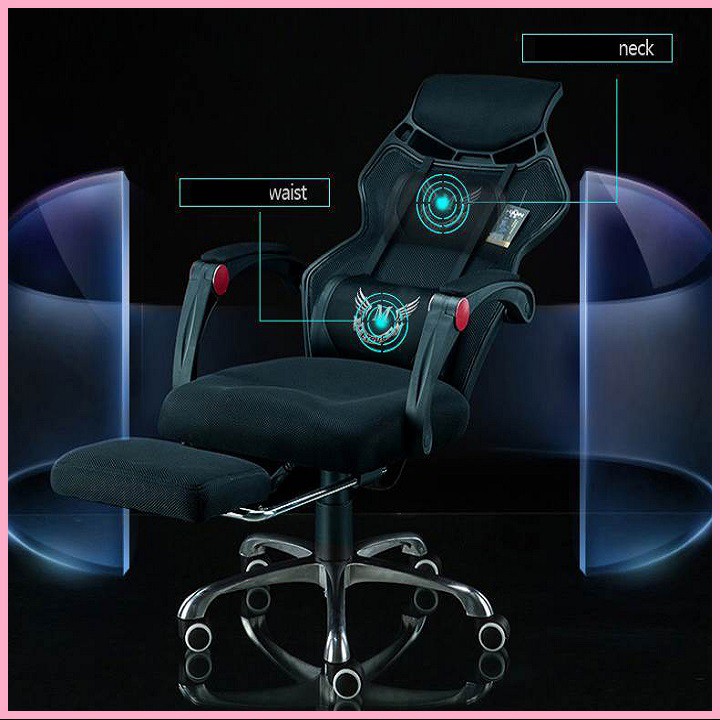 re0575 Ghế xoay văn phòng gaming thiết kế hiện đại nghiêng góc 155 độ có gác chân cực đẹp đen trắng | BigBuy360 - bigbuy360.vn